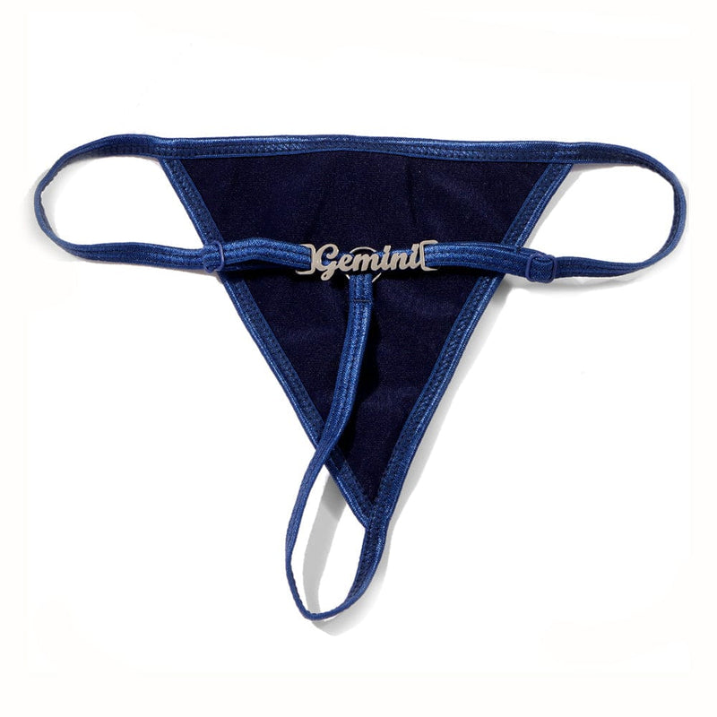 FacePajamas Women Underwear-1YN-SMT Navy Blue Personalized DIY Name Alphabet Underwear Waist Body Jewelry Women G-String Panties Body Chain Valentine's Day Gift(Production 7 Days)