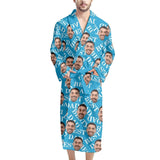 FacePajamas Pajama Bathrobe-2ML-ZD one size Custom Face Blue Funny Best Dad Men's Summer Bathrobe Gifts for Him-Father's Day Gift