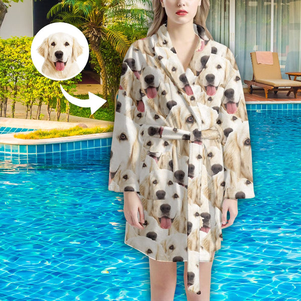 FacePajamas Pajama Bathrobe-2ML-ZD one size Custom Face Dog Smiley Face Women's Summer Bathrobe Gifts for Her