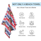 FacePajamas Bath Towel One Size Custom Face Flag Stars Bath Towel 30x56 Beach Towel Kids Towel Pool Towel Camp Towel