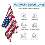 FacePajamas Bath Towel One Size Custom Face Flag Stripes Bath Towel 30x56 Beach Towel Kids Towel Pool Towel Camp Towel