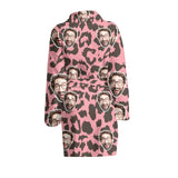 FacePajamas Pajama Bathrobe-2ML-ZD one size Custom Face Pink Leopard Print Women's Summer Bathrobe Gifts for Her