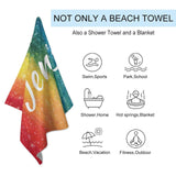 FacePajamas Bath Towel One Size Custom Name Rainbow  Bath Towel 30"x56" Beach Towel Kids Towel Pool Towel Camp Towel