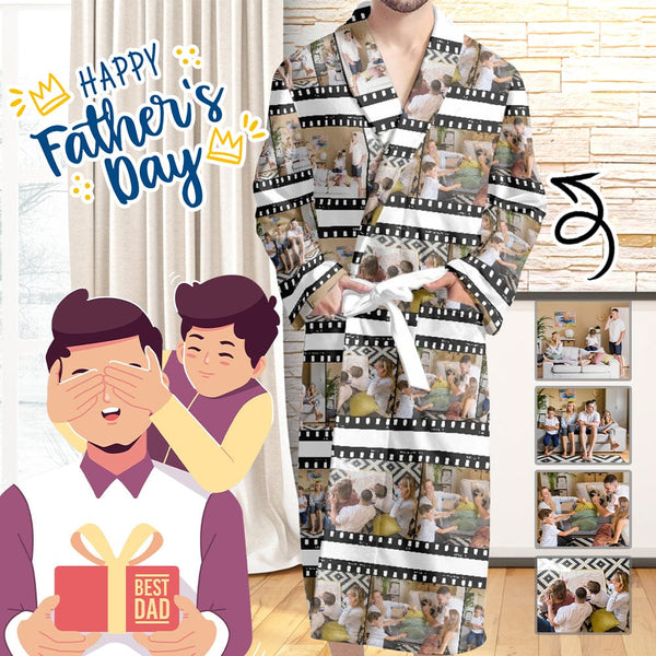 FacePajamas Pajama Bathrobe-2ML-ZD one size Custom Photo Tape Style Robe Men's Summer Bathrobe Gifts for Him-Father's Day Gift