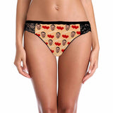 FacePajamas Women Underwear Orange / XS Custom Face Red Love Underwear Personalized Women's Lace Panty Valentine's Day Gift