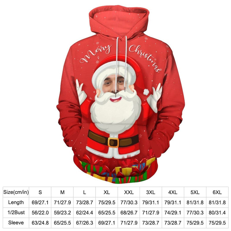 FacePajamas Hoodie-2WH-SDS Personalised Funny Hoodies Custom Face Santa Claus Hoodie Unisex Large Size Design Your Own Hoodie Personalized Loose Hoodie Top Outfits