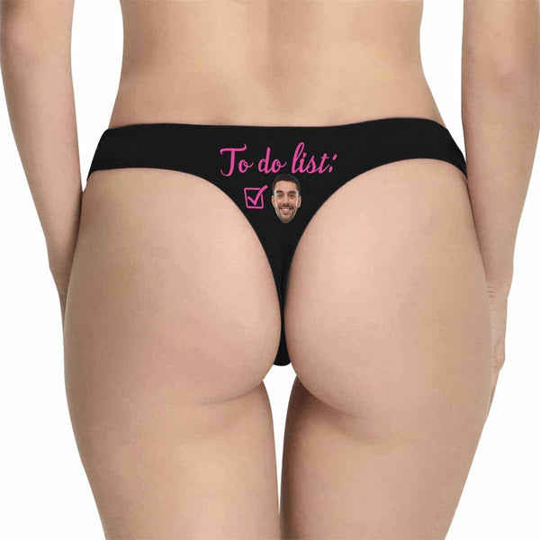 FacePajamas Women Underwear Personalized Womens Lingerie Custom Face Underwear Multicolor To Do List Women's Classic Thongs Valentine's Day Gifts for Girlfriend & Wife