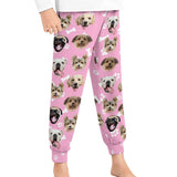 FacePajamas Pajama Pants& Bandana-2ML-SDS Pink / For Kid: 100CM Christmas Flash Sale For Kids-Custom Dog Face Kid's Long Pajama Pants Best Christmas Gifts for Children