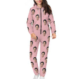 FacePajamas Hooded Onesie-2ML-ZD Pink / S Custom Face Multicolor Unisex Adult Hooded Onesie Jumpsuits with Pocket Personalized Zip One-piece Pajamas for Men and Women