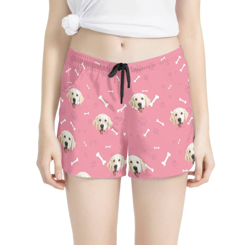 FacePajamas Pajama Pants Pink / XS Custom Face Women's Pajama Shorts Personalized Smiley Dog Sleepwear Shorts