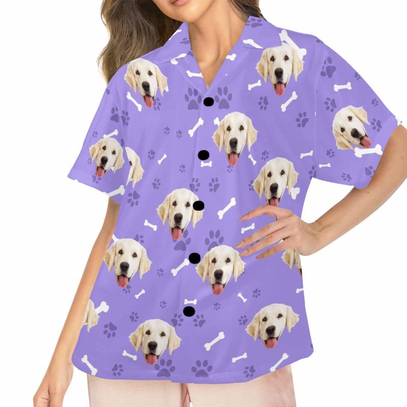 FacePajamas Pajama Tops Purple / S Custom Face Pajama Top Dog Smiley Face Loungewear for Women