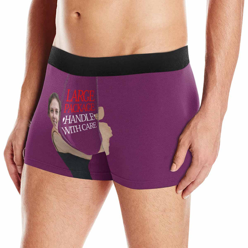 FacePajamas Men Underwear Purple / XS Custom Face Boxer Underwear Large Package Personalized Men's All-Over Print Boxer Briefs Design Your Own Underwear For Valentine's Day Gift