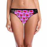 FacePajamas Women Underwear Purple / XS Custom Face Red Love Underwear Personalized Women's Lace Panty Valentine's Day Gift