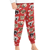 FacePajamas Pajama Pants& Bandana-2ML-SDS Red / For Kid: 100CM Christmas Flash Sale For Kids-Custom Dog Face Kid's Long Pajama Pants Best Christmas Gifts for Children
