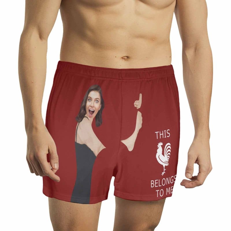 FacePajamas Men Underwear-shorts Red / S Custom Face This Belongs to Me Multicolor Boxer Shorts Pure Cotton Shorts for Men