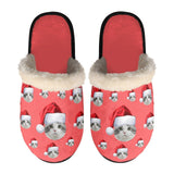FacePajamas Slippers-2ML-ZD Red / XS Custom Face Santa Hat Fuzzy Slippers for Women and Men Christmas Personalized Photo Non-Slip Slippers Indoor Warm House Shoes
