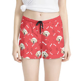 FacePajamas Pajama Pants Red / XS Custom Face Women's Pajama Shorts Personalized Smiley Dog Sleepwear Shorts