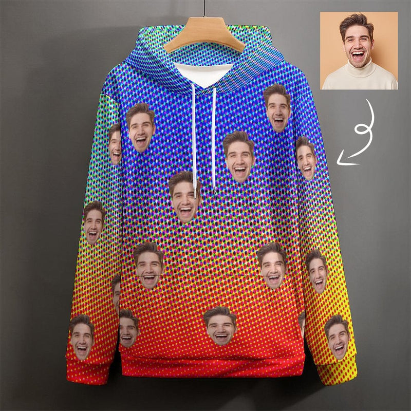 FacePajamas Hoodie-2WH-SDS S Custom Face Hoodie Cool?Hoodie?Designs Colorful Large Size Hooded Pullover Personalized Big Face Loose Hoodie Top Outfits