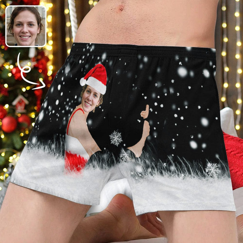 FacePajamas Men Underwear-shorts S Custom Face Hug Funny Christmas Boxer Shorts Pure Cotton Shorts for Men