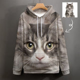 FacePajamas Hoodie-2WH-SDS S Custom Pet Face Cool Hoodie Designs Personalized Cat Face Unisex Loose Hoodie with Pet Pictures Custom Hooded Pullover Top Plus Size for Him Her