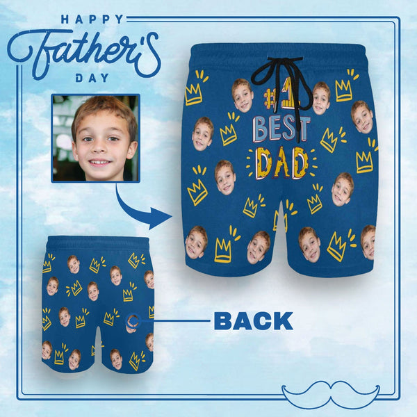 FacePajamas Swim Shorts S Personalized Swim Trunks Custom Swimming Trunks Custom Face Best Dad Men's Quick Dry Swim Shorts for Father's Day