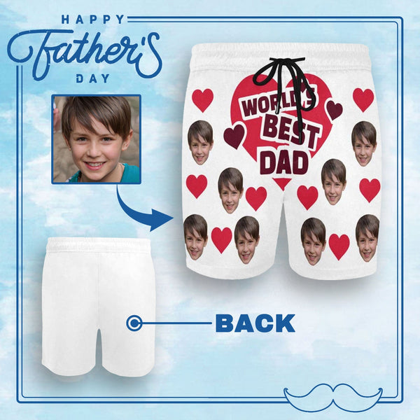 FacePajamas Swim Shorts S Personalized Swim Trunks Custom Swimming Trunks Custom Face World's Best Dad Men's Quick Dry Swim Shorts for Father's Day