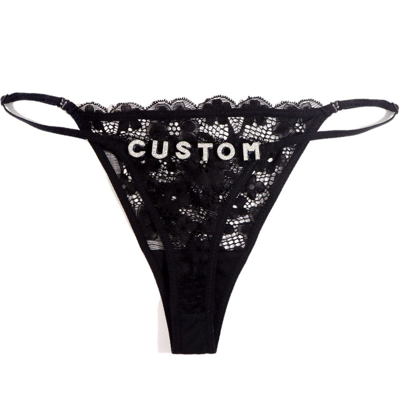 FacePajamas Women Underwear-1YN-SMT Sexy Customized Name Crystal Letter Lace Panties Women Underwear Briefs Thong Transparent Lingerie G string Intimates Girls Gift(DHL is not supported)