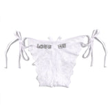 FacePajamas Women Underwear-1YN-SMT Sliver letters / White Custom Name Sexy Panty Thongs Open Crotch Crotchless Underwear Butterfly Lace G-string