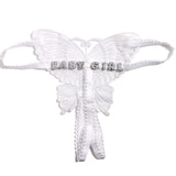 FacePajamas Women Underwear-1YN-SMT Sliver letters / White Personalized DIY Name Embroidered Hollow Butterfly Sexy Low Waist Underpants Open Cut Thong Womens Underwear(DHL is not supported)