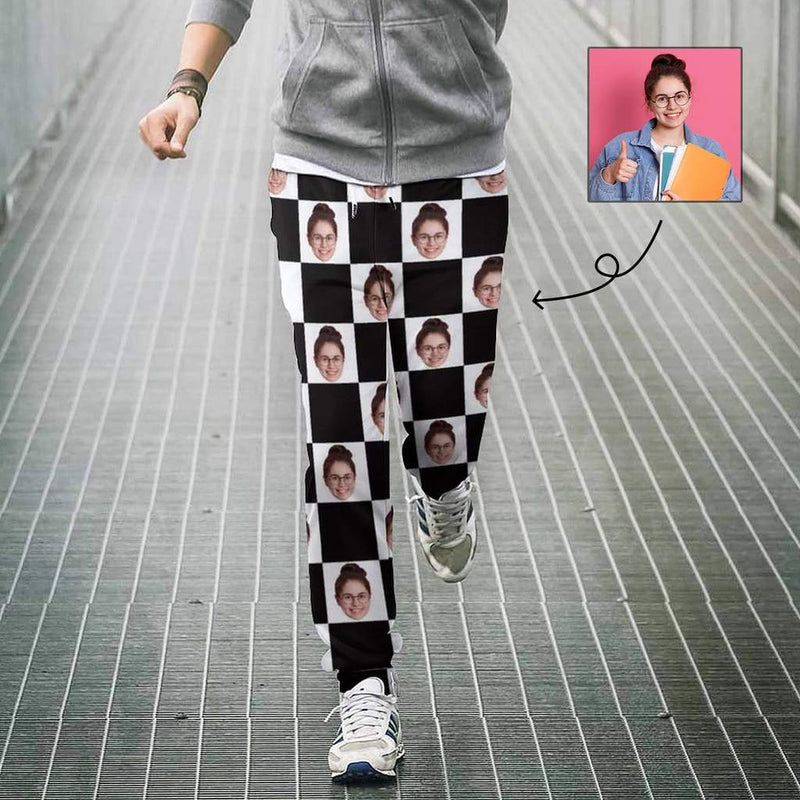 FacePajamas Hoodie-Full Zip Sweatpants / XS Custom Girlfriend Face Black White Square Men's All Over Print Full Zip Hoodie & Sweatpants
