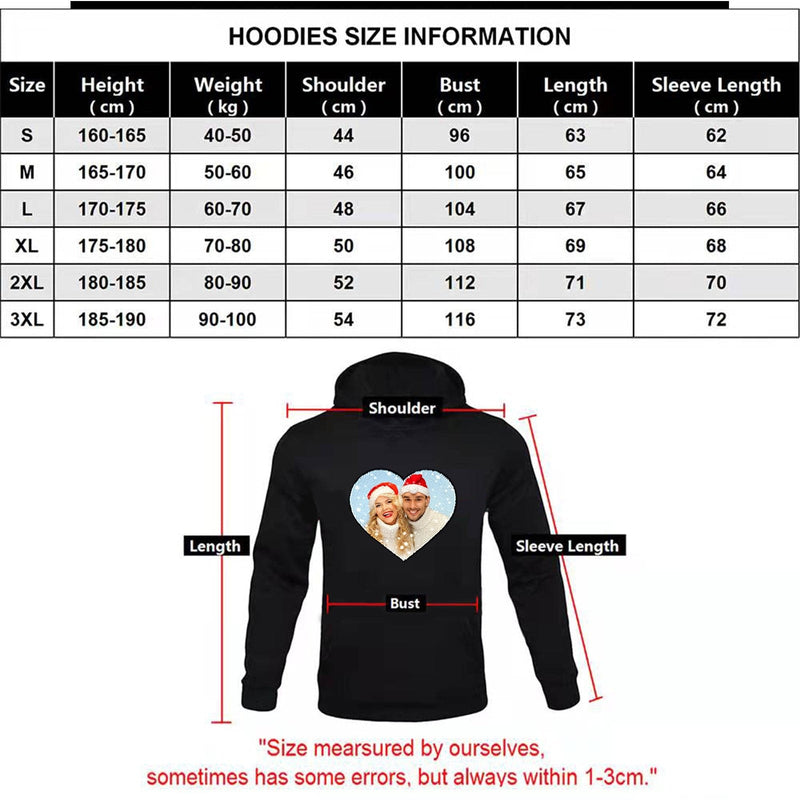 FacePajamas Hoodie-2ML-1688 [Thickened Fabric] Custom Photo Heart Flip Sequin Hoodie Pure Cotton Rainbow Unisex Hoodie For Men Women [Double Print]