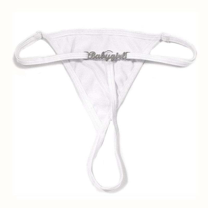 FacePajamas Women Underwear-1YN-SMT White Personalized DIY Name Alphabet Underwear Waist Body Jewelry Women G-String Panties Body Chain Valentine's Day Gift(Production 7 Days)