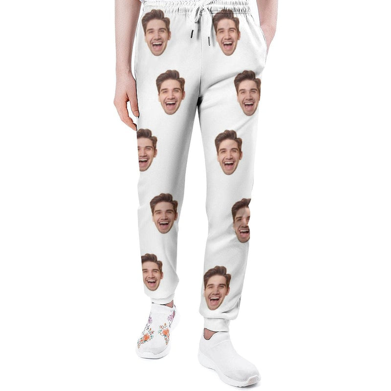 FacePajamas Sweatpants-2WH-SDS White / S Custom Face Multicolor Sweatpants Unisex Personalized Closed Bottom Casual Joggers
