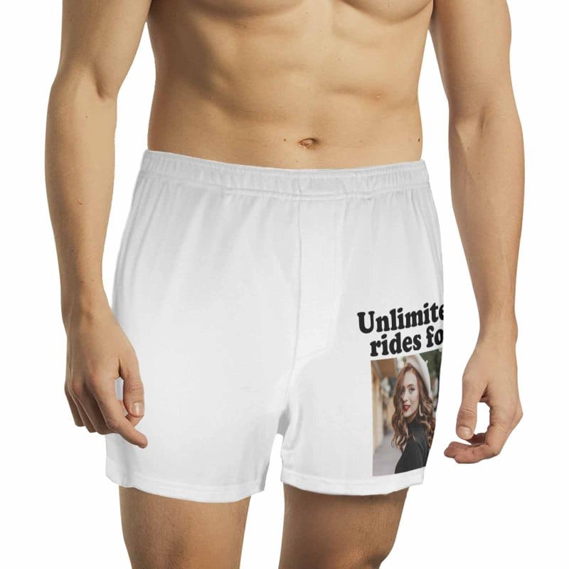 FacePajamas Men Underwear-shorts White / S Custom Photo Unlimited Rides for Boxer Shorts Pure Cotton Shorts for Men