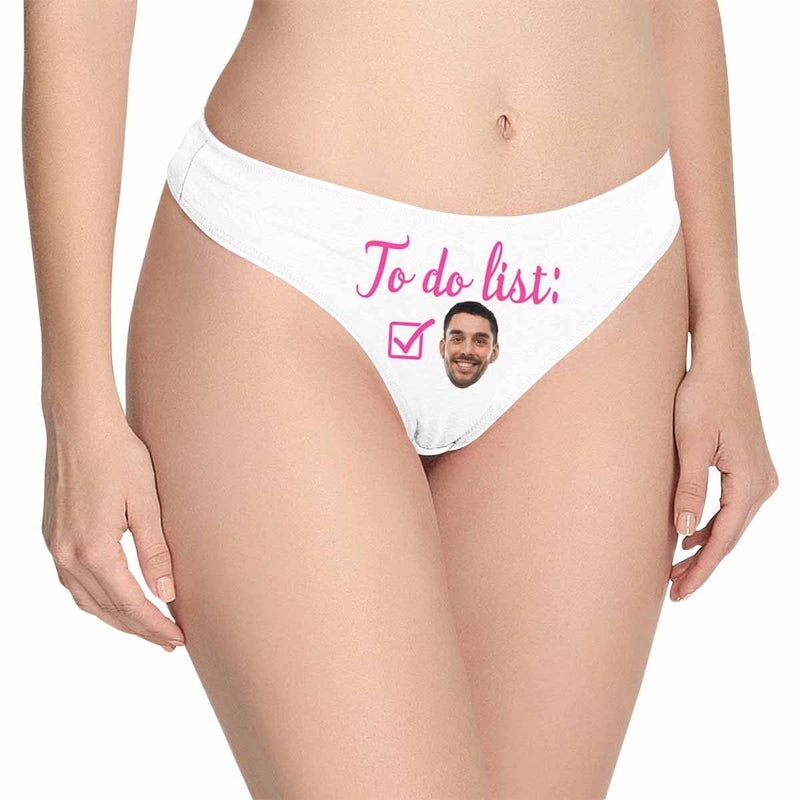 FacePajamas Women Underwear White / XS Personalized Womens Lingerie Custom Face Underwear Multicolor To Do List Women's Classic Thongs Valentine's Day Gifts for Girlfriend & Wife