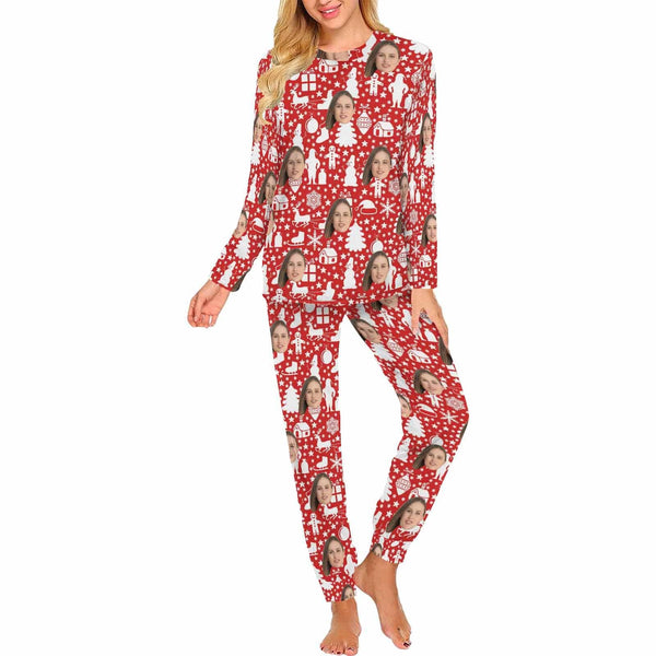 FacePajamas Pajama Mix Set Women/XS Custom Photo Red Pajamas Personalized Family Matching and Pet Hoodie Set Christmas Matching Sleepwear