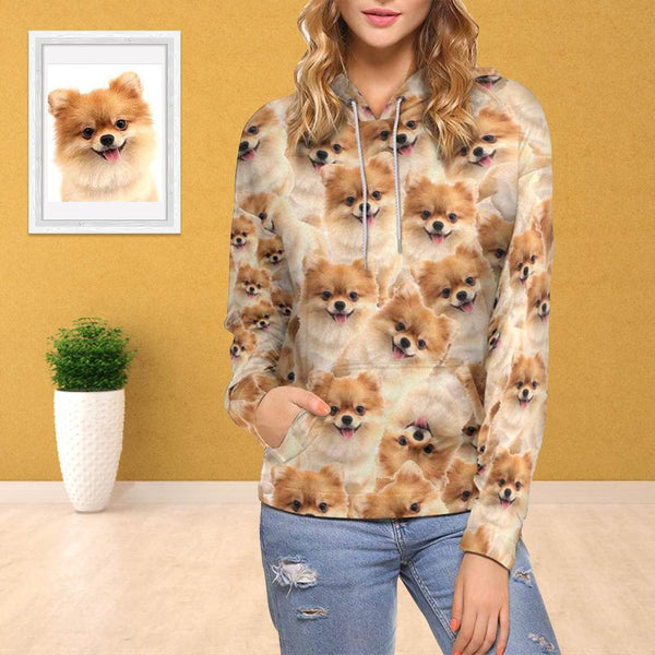 FacePajamas Hoodie-W Women / XS [High Quality] Custom Pet Seamless Face Women's Hoodie with Pocket Personalized Gifts for Her