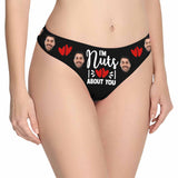 FacePajamas Women Underwear XS / Black Personalized Face Underwear for Her Custom I¡®m Nuts About You Lingerie Women's Classic Thong Valentine's Gift