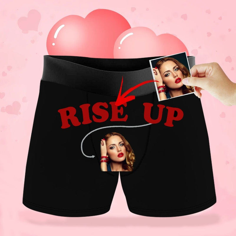 FacePajamas Men Underwear XS Custom Face Black Rise Up Men's Boxer Briefs Print Your Own Personalized Underwear For Valentine's Day Gift