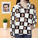 FacePajamas Hoodie-Full Zip-W XS Custom Face Hoodie Black White Square Women's All Over Print Full Zip Hoodie with Husband Face