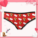 FacePajamas Women Underwear XS Custom Face Underwear for Ladies Printed Sexy Love Heart Personalized Women's High-Cut Briefs For Valentine's Day Gift