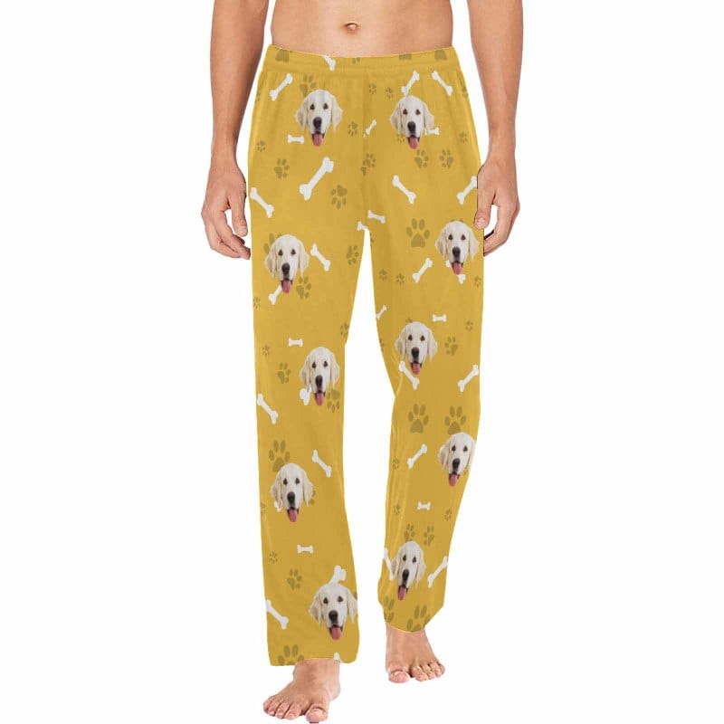 FacePajamas Pajama Pants Yellow / S Custom Face Pajama Pants Dog Smiley Face Sleepwear for Men