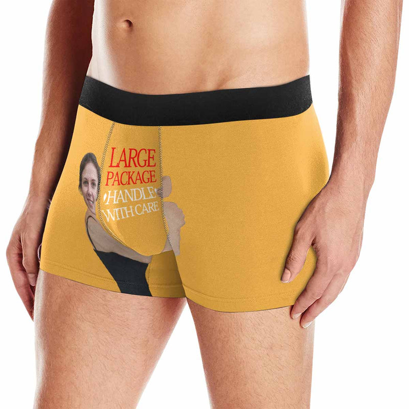 FacePajamas Men Underwear Yellow / XS Custom Face Boxer Underwear Large Package Personalized Men's All-Over Print Boxer Briefs Design Your Own Underwear For Valentine's Day Gift