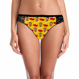 FacePajamas Women Underwear Yellow / XS Custom Face Red Love Underwear Personalized Women's Lace Panty Valentine's Day Gift