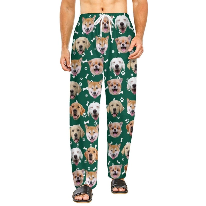 YesCustom Pajama Pants& Bandana-2ML-SDS Green / S Christmas Flash Sale-Custom Dog Face Slumber Party Unisex Long Pajama Pants Best Christmas Gifts for Pet Lovers