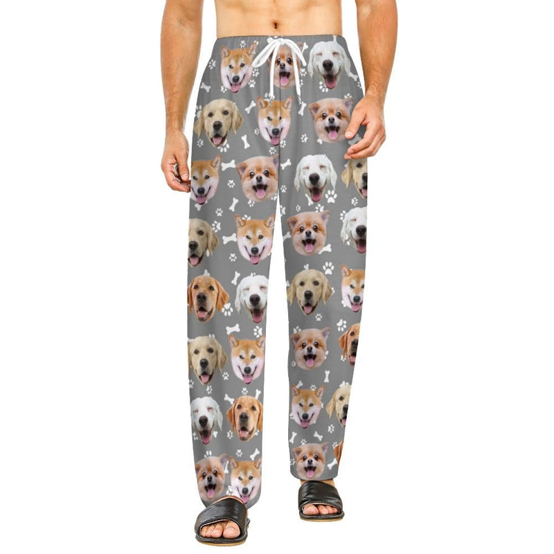 YesCustom Pajama Pants& Bandana-2ML-SDS Grey / S Christmas Flash Sale-Custom Dog Face Slumber Party Unisex Long Pajama Pants Best Christmas Gifts for Pet Lovers