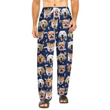 YesCustom Pajama Pants& Bandana-2ML-SDS Navy Blue / S Christmas Flash Sale-Custom Dog Face Slumber Party Unisex Long Pajama Pants Best Christmas Gifts for Pet Lovers