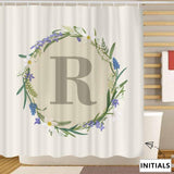 YesCustom Shower Curtain One Size Custom Initials Monogram Wreath Shower Curtain 72" x72"
