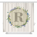 YesCustom Shower Curtain One Size Custom Initials Monogram Wreath Shower Curtain 72" x72"