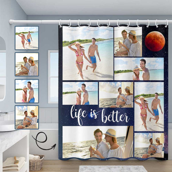 YesCustom Shower Curtain One Size Custom Photo Life Is Better Shower Curtain 66" x72"